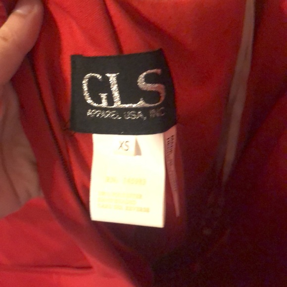 GLS Red With Gold Beads Long Prom Dress With Slit - Picture 9 of 14